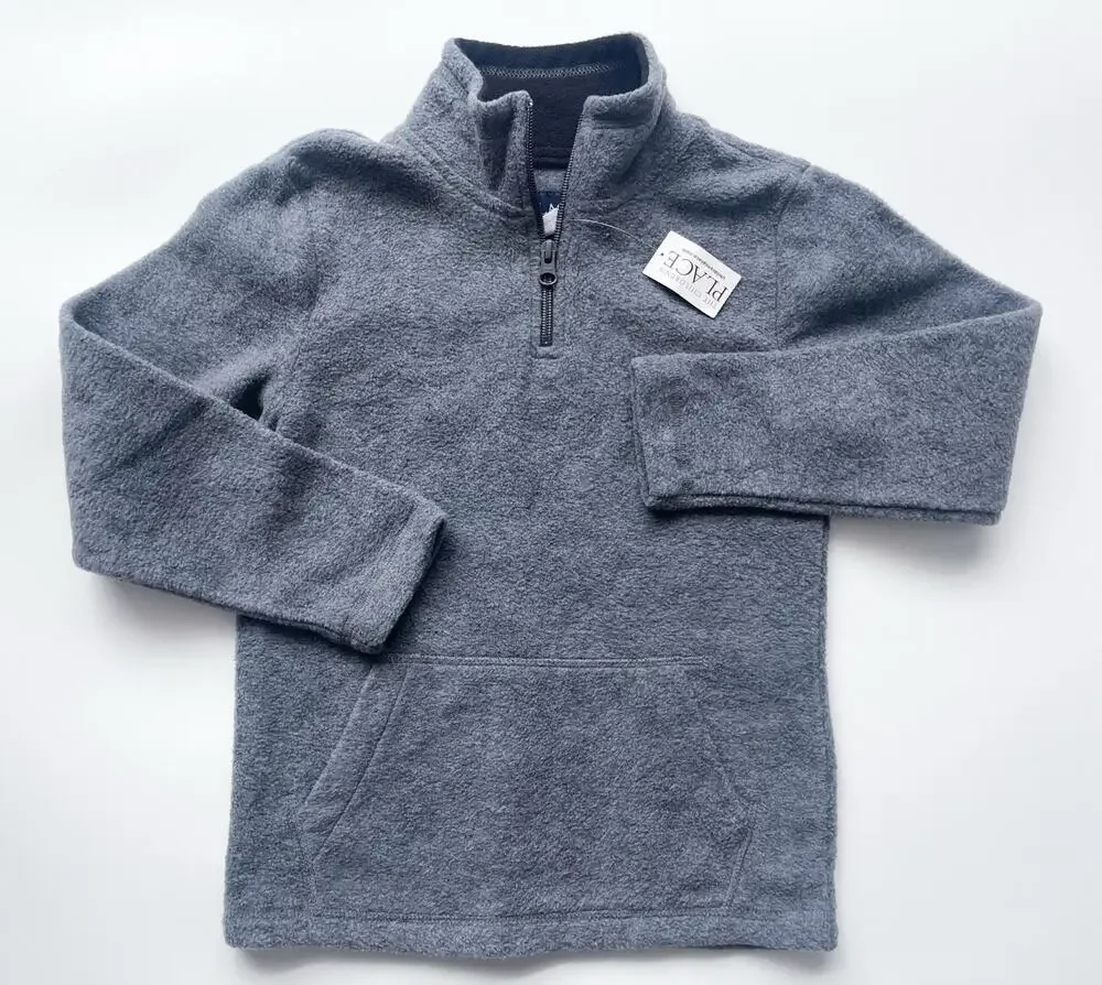NWT Boy's Children's Place Gray Quarter Zip Fleece Pullover Size 5/6